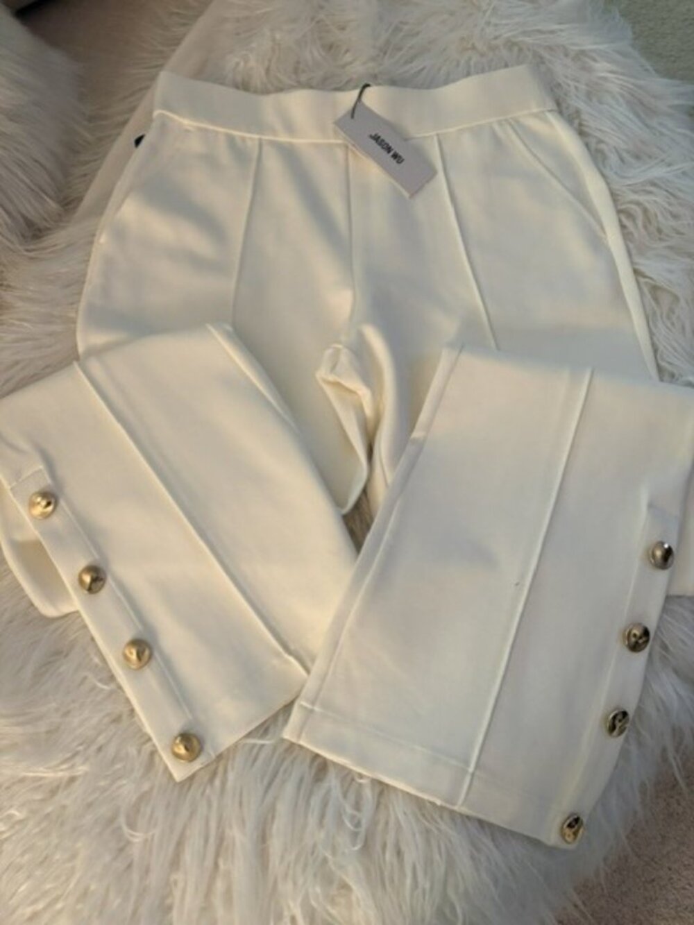 NWT JASON WU IVORY PANTS WITH BUTTON ACCENTS